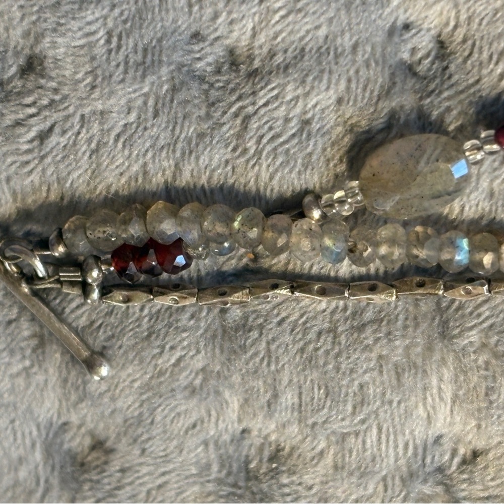 Sundance Multi Strand Gemstone Bracelet Labradorite Garnet Moonstone Sterling - Picture 5 of 8